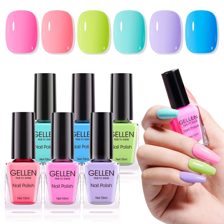 Gellen Quick Air Dry Nail Polish, 6 Neon Colors, 0.33 oz photo 1