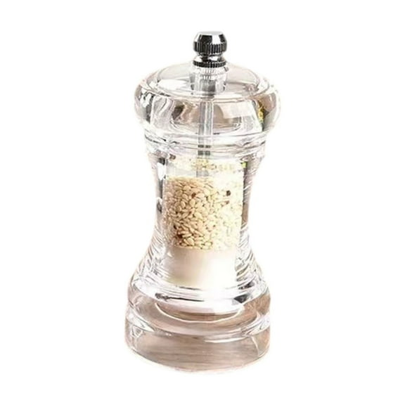 HengDidi Clear Acrylic Pepper Grinder with Ceramic Core - Manual Adjustable Spice Mill for Custom Coarse to Fine Grind Kitchen Seasoning