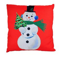 Christmas Snowman/Santa Pillow Polyester Vintage Looking Tc00089 Snowman