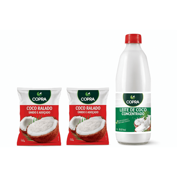 Copra Brazilian Coconut Milk Concentrated 16.9 oz   Brazilian Shredded Coconut 3.53 oz Pack of 2