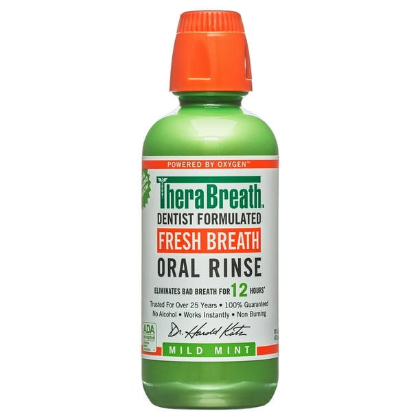 TheraBreath Fresh Breath Mouthwash, Mild Mint, Alcohol-Free, 16 Fl Oz ...