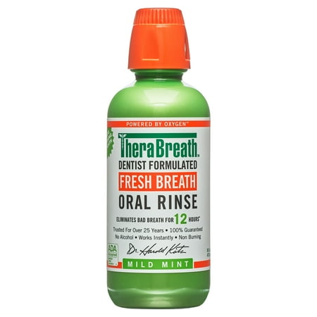 TheraBreath Fresh Breath Mouthwash, Mild Mint, Alcohol-Free, 16 Fl Oz