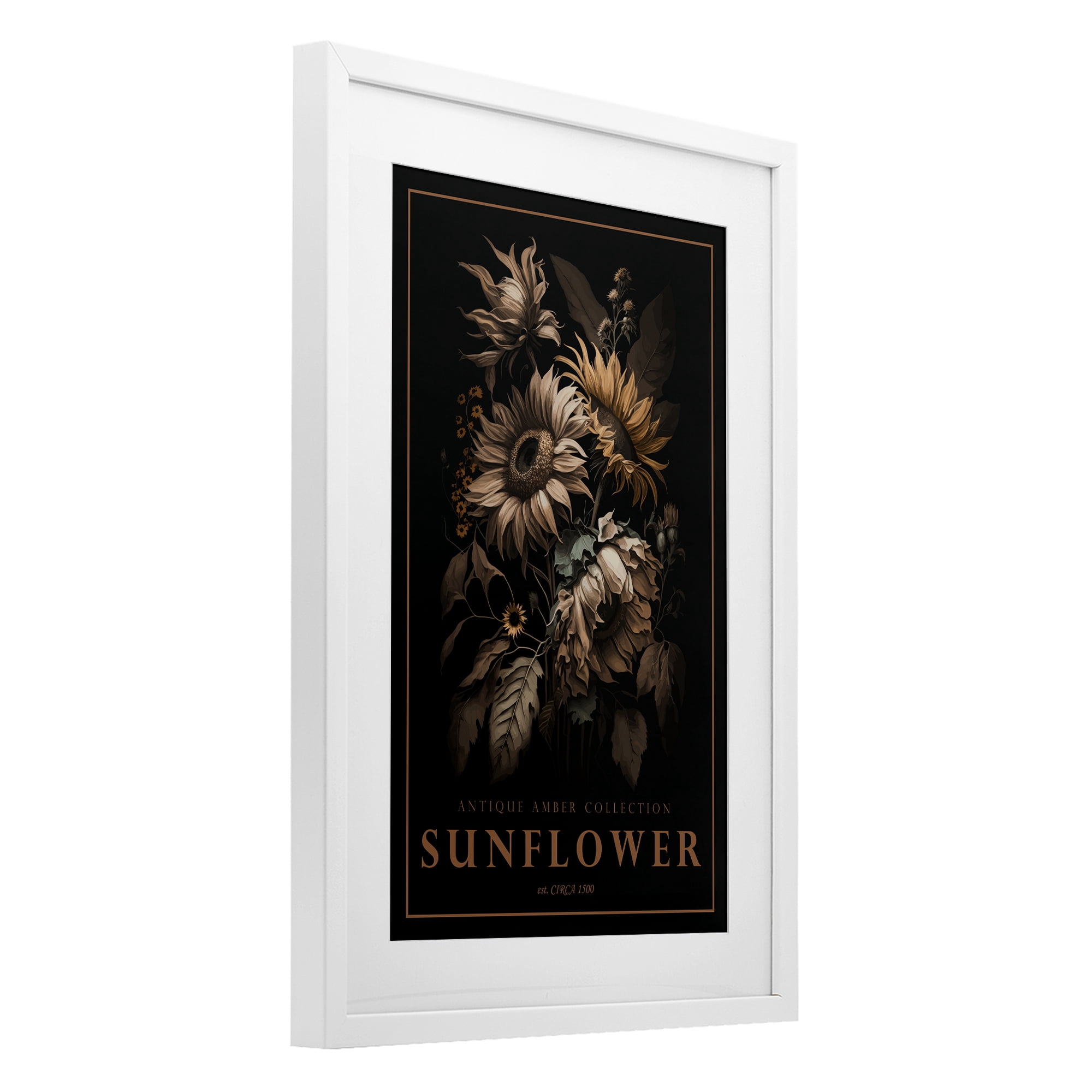 Stupell Industries Antique Sunflower Light White Framed Print Under Glass, design by Chris Giampietro