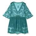 thumbnail image 6 of Oplxuo Women's Contrast Lace Bathing Suit Cover Up V-Neck Swimsuit Coverups Loose Swimwear Beach Dress Beachwear, 6 of 7
