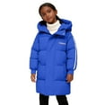 thumbnail image 2 of Kids Thickened Hooded Cotton Puffer Jacket, Mid-Length Winter Coat with Warm Insulation, Lightweight Quilted Outerwear for Boys and Girls in Cold Weather Blue, 2 of 6