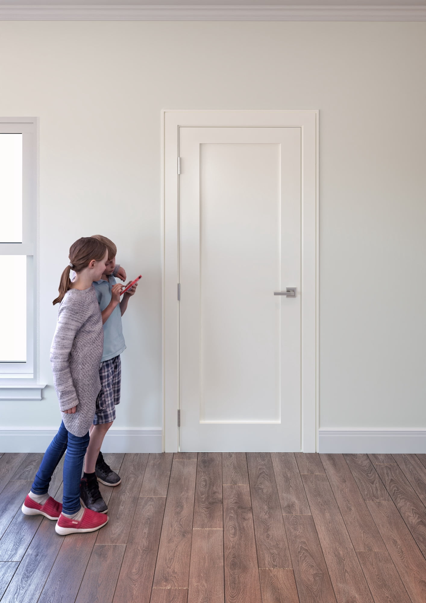 32 in. x 80 in. Right-Handed Solid Core White Primed Composite Single Pre-hung Interior Door Bronze Hinges