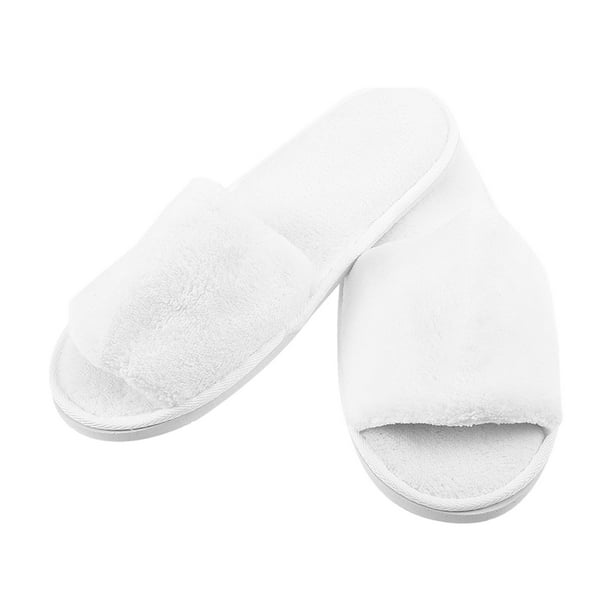 8 pares de pantuflas de suela gruesa, pantuflas de invitados blancas puras, pantuflas de vellón coral