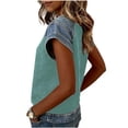 thumbnail image 5 of Hueook Sweatshirt For Women Denim Button Up Collared Women's Round Neck Fashion Casual Denim Print Patchwork Solid Color Short Sleeve Top Mint Green S, 5 of 7