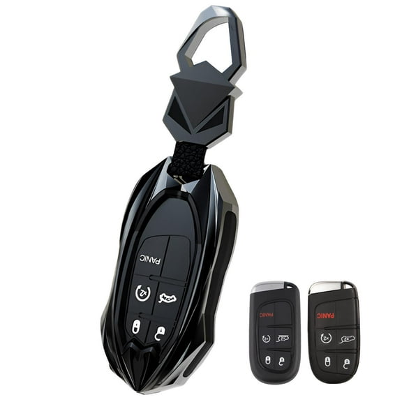 Compatible Key Fob Cover for Jeep Grand Cherokee Dodge Charger Challenger Durango Journey Dart Chrysler 300 Key Case Holder Protector Metal Keychain
