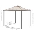 thumbnail image 3 of Outsunny Patio Gazebo Outdoor Pavilion 2 Tire Roof Canopy Shelter, Brown, 3 of 10