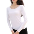 thumbnail image 1 of Guardurnaity Ropa interior térmica femenina de manga larga con cuello redondo, camisa de fondo de otoño para el hogar y la Oficina, ropa interior para Prendas para la parte del cuerpo 1Pc Blanco L Guardurnaity AP013721-15, 1 of 6