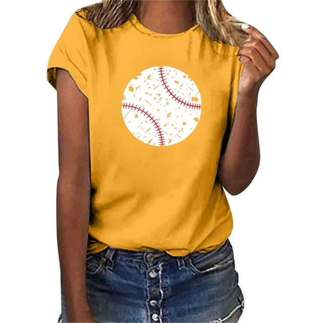 UANWENN T-Shirt Décontracté à Manches Courtes Imprimé Baseball pour Femmes Col Rond Ample Blouse Hauts d'Été pour Femmes Manches Courtes Pack de Natation Col Roulé Manches Longues Tee-Shirt Rayonne