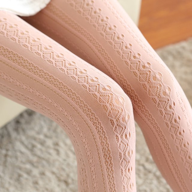 Collants Aguichant en Résille avec Dentelle Ajourée et Rayures Verticales pour Femmes