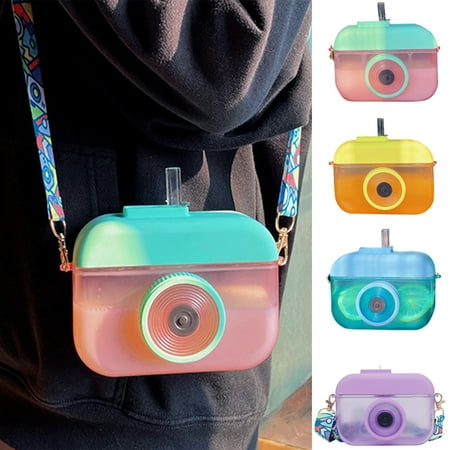 

Beechoice Cute Kids Water Bottles with Straws Camera Shape Bottle Drinking Water Cup Adjustable Shoulder Strap for Girls for Schooling Travel Hiking and Outdoor Activity-4.53 x 5.91