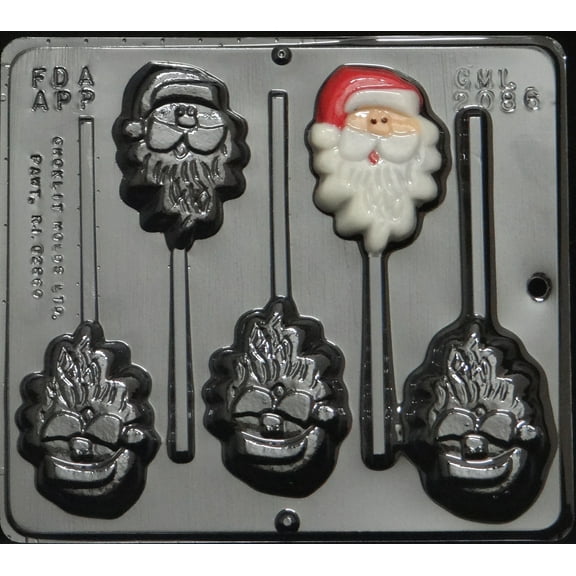 2086 Santa Claus Face Lollipop Chocolate Candy Mold