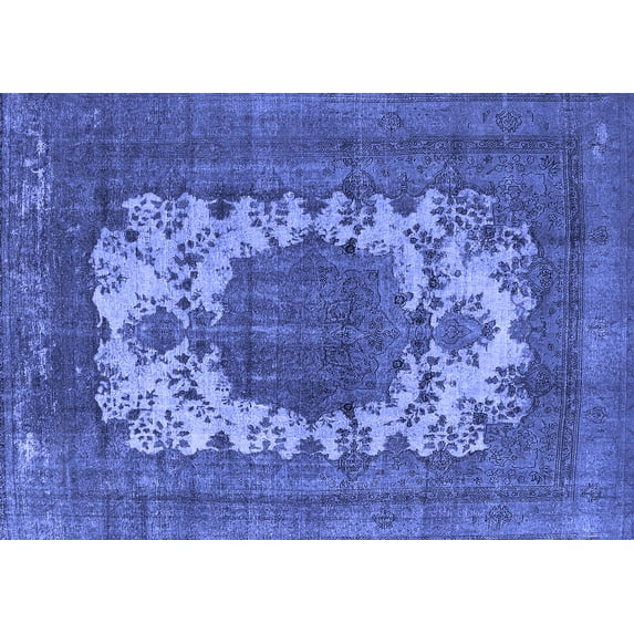 Ahgly Company Machine Washable Indoor Rectangle Oriental Blue Industrial Area Rugs, 4' x 6'