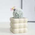 thumbnail image 4 of Adornos De Cerámica Cactus artificial en maceta con flores blancas, juego de 1 pieza para decoración de escritorio de oficina en casa. JASKFLY, 4 of 9
