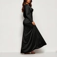 thumbnail image 4 of Smsaxvxz Women's Cowl Neck Satin Maxi Dress Long Sleeve High Slit Formal Evening Gown for Wedding Guest Bridesmaid Party Black S, 4 of 7