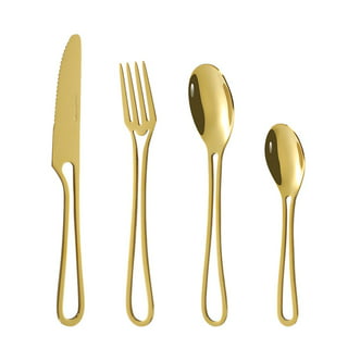 Rygten QU 12-piece Gold Steak Knives Set, Fork And Knife Set For 6,  Stainless Steel Knife Set Of 12, Dishwasher Safe