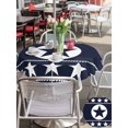 thumbnail image 4 of Outdoor Tablecloth with Umbrella Hole and Zipper, Western Star Ethnic Round Table Cloth 60 Inch Waterproof Tablecloth, Navy Blue Texas Ethnic Stars Vintage Picnic Table Cover for Patio Camping, 4 of 7