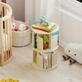 thumbnail image 2 of Costway 1 PCS 2-Tier Rotating Bookshelf 360° Display Rack with Dividers & Anti-falling Baffles Natural, 2 of 10