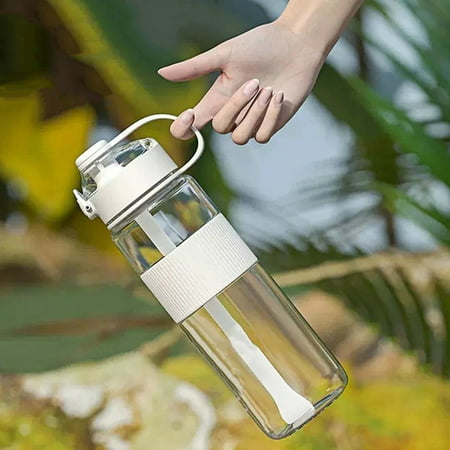 

buateil 720/1100ml Water Bottle with Bear Sticker Large Capacity 4 Colors Summer Portable Drinking Straw Cup for Travel