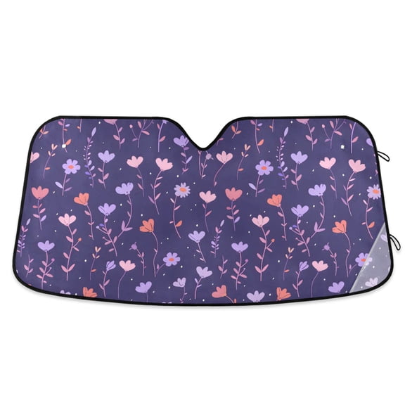 Pastel Floral Flower Car Windshield Sun Shade Foldable Car Front Window Visor Heat and UV Protection 53x23.5