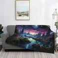 thumbnail image 2 of Zufioo Fantasy Landscape Starry Night Print Horizontal Flannel Blanket, Anti-wrinkle, Anti-shrinkage, Anti-allergic Plush Blanket, Household Items Suitable for Bedroom-80"x60", 2 of 6