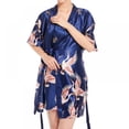 thumbnail image 2 of Women Silk Nightgown Summer Loose Fit Printed Satin Robes For Women Short Kimono Bridesmaids Lightweight Soft Lingerie Robes, 2 of 7