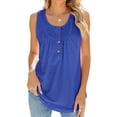thumbnail image 2 of ATOYSOY Women's Pleated Tank Tops Flowy Tunic Sleeveless Trendy Camisole Button Activewear Casual Undershirt Running Yoga Tops Girls Basic Tees Summer Workout Blue L, 2 of 5