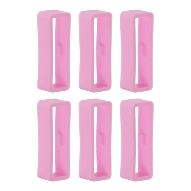 Unique Bargains 6pack Watch Strap Loop Fastener Rings 26mm Rubber Watch Holder Keeper Pink