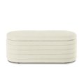 thumbnail image 4 of Oval Storage Ottoman Bench, Upholstered Boucle Teddy Fabric End of Bed Bench with Storage, End of Bed Stool with Safety Hinge for Bedroom, Living Room, Entryway, 4 of 8