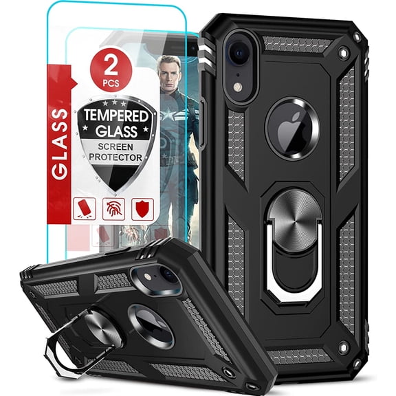 Entronix 3-in-1 Armor Case Compatible with iPhone XR, with Screen Protector, Black
