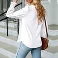 thumbnail image 5 of Women Summer Tops Women's Tunic Tops Long Puff Sleeve Crew Neck Shirts Pleated Solid Tee Blouse Long Sleeve Sweater Bodysuit Comfy Tunics for Women Shirt Button Short Button up Shirts for White M, 5 of 5