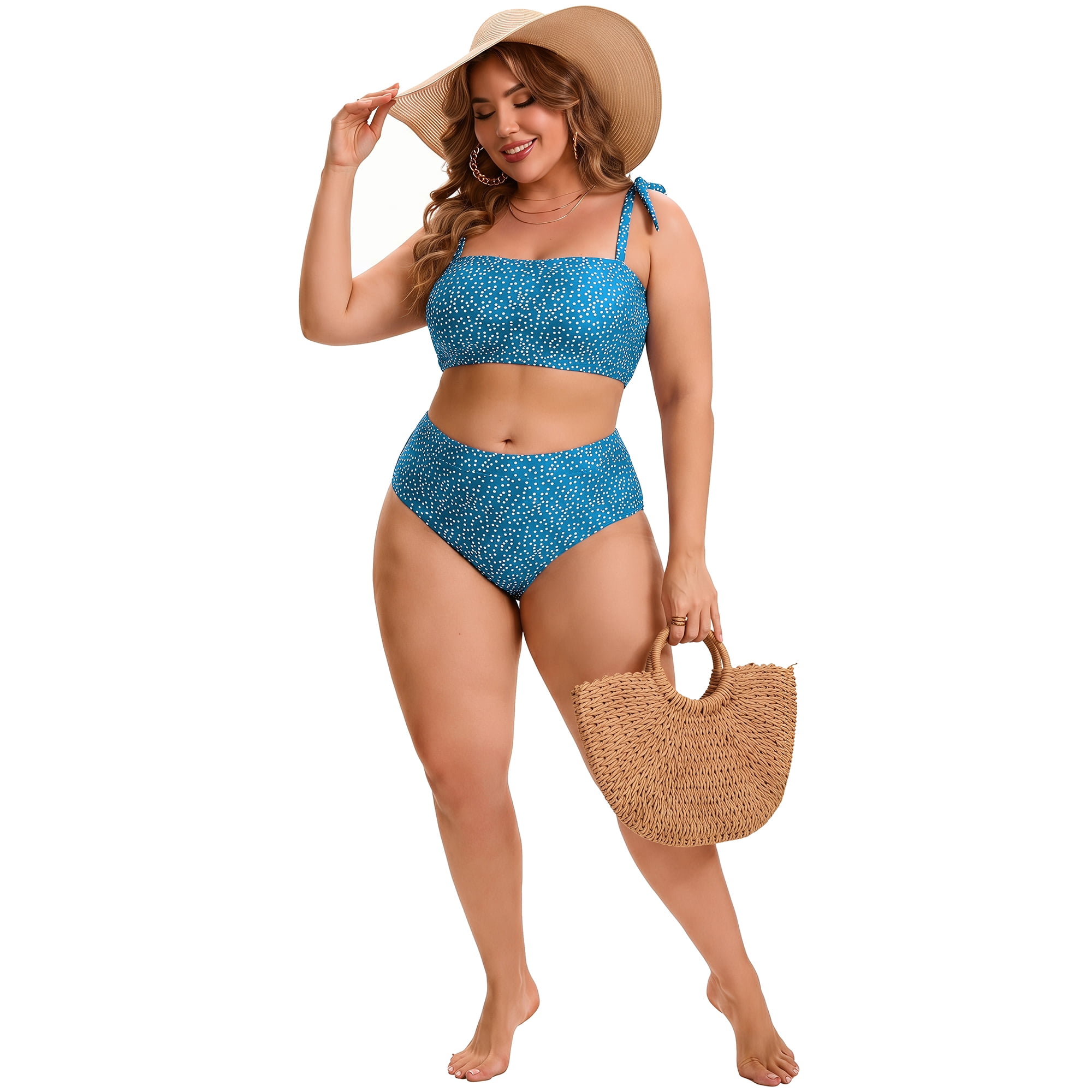 DARING DIVA Women's Plus Two Piece Bikini Tummy Control Vacation Set 1X Indigo