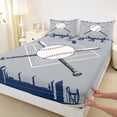 thumbnail image 4 of Erosebridal Cartoon Baseball Full Size Sheets, Sports Gaming Bed Sheets, Sliver Blue, 4pcs, 4 of 5