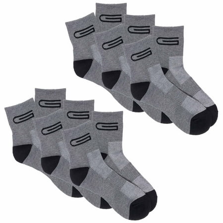 Mid Calf Charcoal (Golberg Men's Mid-Calf Crew Socks in Black & Charcoal Gray - 6 Pack of Sweat Wicking Sport Socks - Cushion)