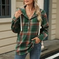 thumbnail image 2 of Womens Button Up Hoodies Fall Winter Fashion Plaid Printed Pullover Shirts Long Sleeve Casual Hooded Tops, 2 of 9