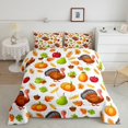 thumbnail image 4 of Feelyou Cartoon Turkey Animal Queen Comforter Set, Happy Harvest Bedding Sets, Thanksgiving Pumpkin Reversible Bedding Comforter Set, Ultra Soft Home Decor, 3pcs, 4 of 8