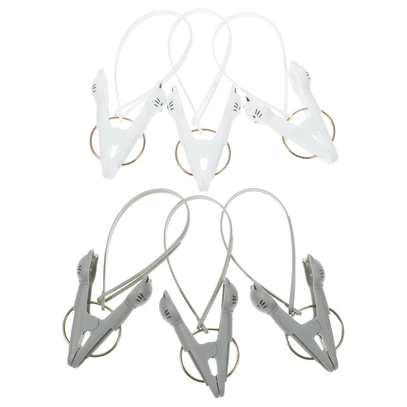 6pcs Windproof Clothespins Multipurpose Clothesline Clamps with Lanyards