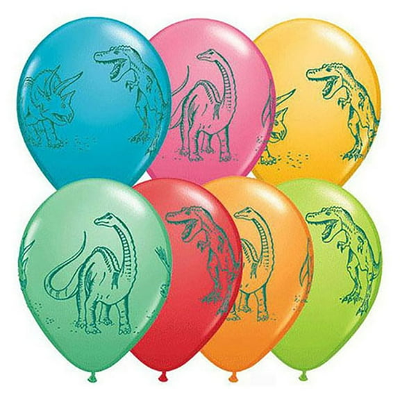 11 inch Qualatex Dinosaurs In Action Latex Balloons (6 Pack) - Party Supplies Decorations