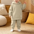 thumbnail image 2 of Linfrsh Toddler Girls Fall Outfits Thickened and Winter Sports Suit for Boys and Girls Casual Pullover Hoodie Long Pants Two Piece Set, 2 of 9