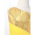 thumbnail image 5 of Hansber Sequin Romper Dress One Shoulder Sleeveless Flower Girls Wedding Party Pageant Gowns Gold 8, 5 of 7