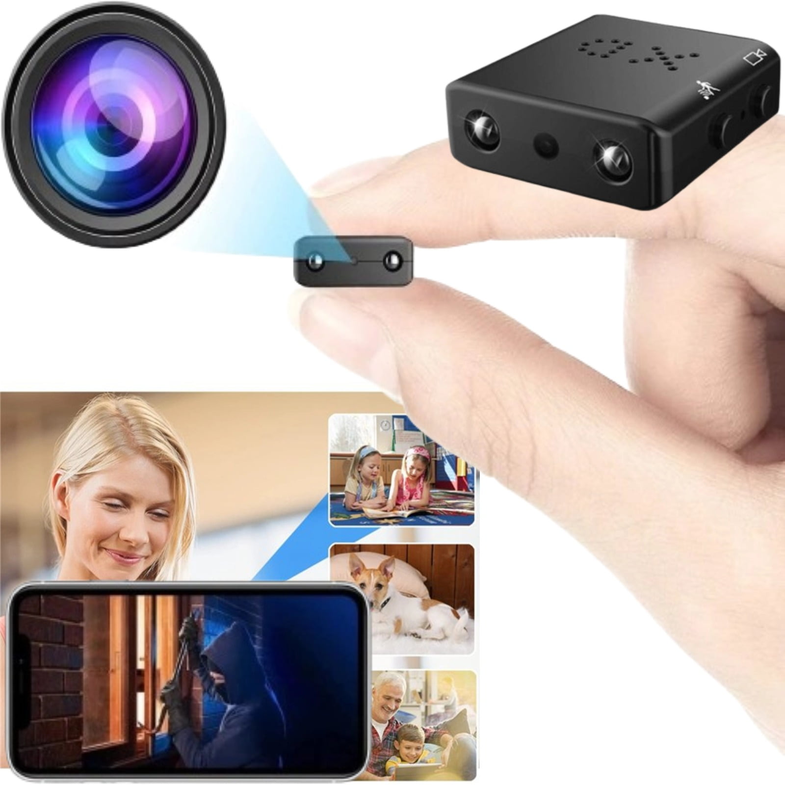 4K No Need Wifi Security Camera Mini Home Indoor Outdoor Camera, Smart Home Camera Small Nanny Cam House Office Cameras Mobile Phone APP Remote, Night Vision Motion Detection Cams 1PCS
