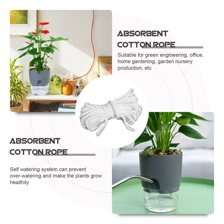 Self Watering Wick Cord String 30 Feet Automatic Watering Cotton Rope  Hydroponic Auto Irrigation Drip Rope for DIY Automatic Watering Device 