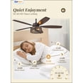 thumbnail image 3 of Zardon 52 inch Ceiling Fan with Light and Remote Control, Brown Finish, Quiet 6-Speed DC Motor, Reversible Blades for Indoor, 3 of 8