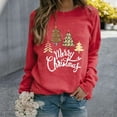 thumbnail image 4 of Christmas Sweatshirt for Women, Powerdelux Casual Style Long Sleeve Christmas Tree Pattern Crew Neck Pullover, 4 of 6