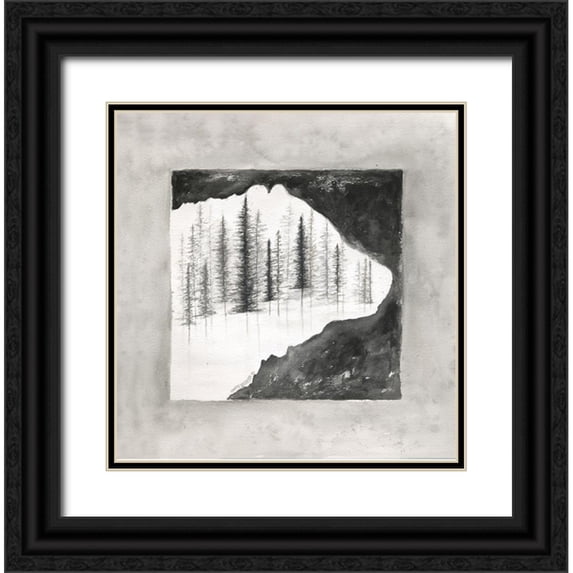 Shamp, Cindy 20x20 Black Ornate Wood Framed with Double Matting Museum Art Print Titled - Bear Silhouette