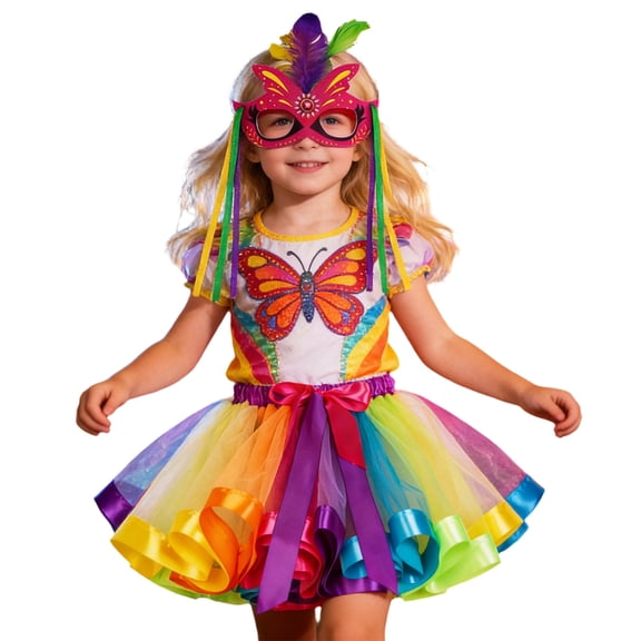 XAOFW Girl's Skirts Carnival Elastic Waist Patchwork Layered Kids Dancewear Tutu Skirt Club Party Versatile Soft Children Skirts
