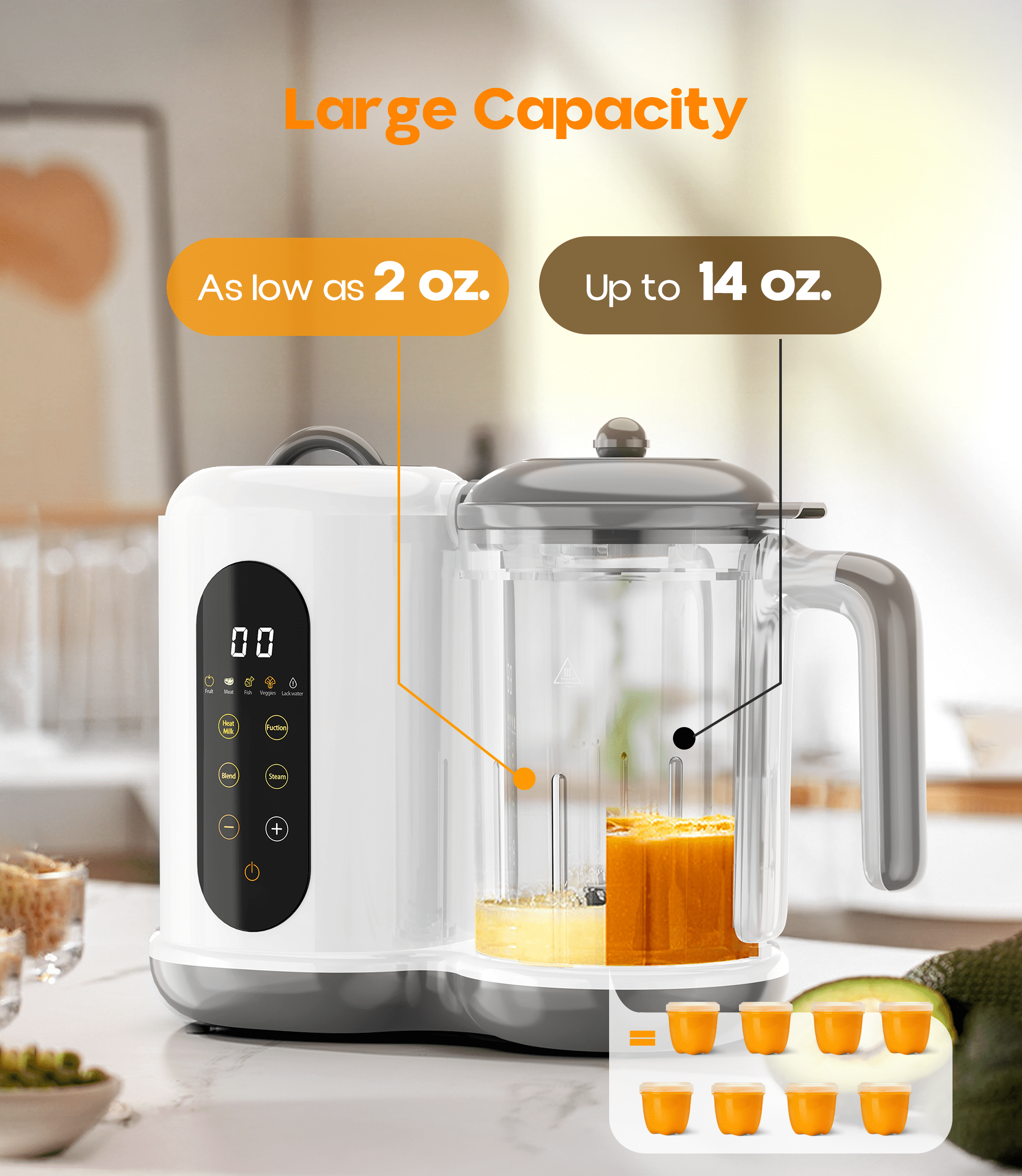 RUPOUN Baby Food Maker and Steamer, Food Processor, Blender and Puree Maker, Gift for Healthy Homemade Meals, Child, Infant, Toddler, White